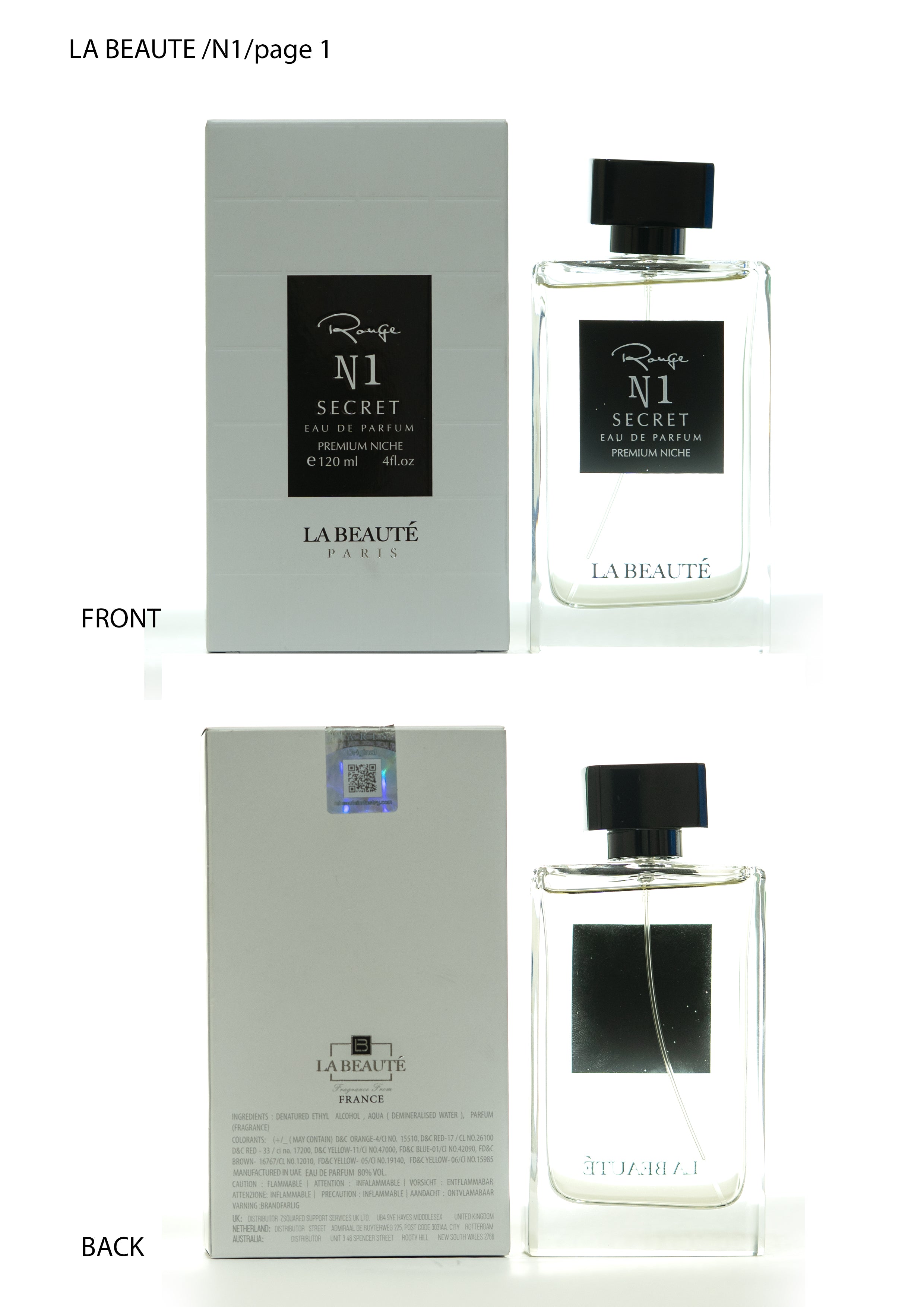 N1 by Labeaute Secret Premium Niche Collection 120ML Unisex Eau De Parfum